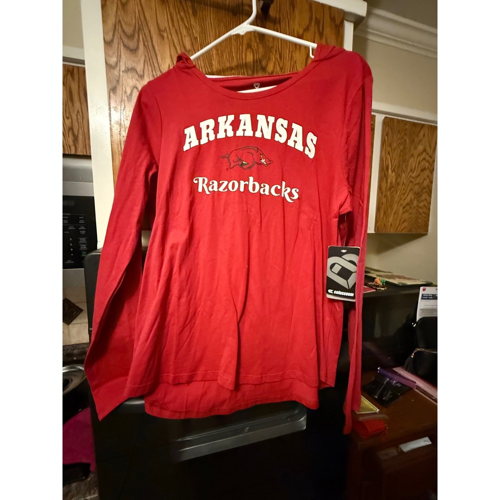Colosseum Arkansas‎ Razorbacks Womens Red Long Sleeve Hooded T-Shirt COTH31021 M